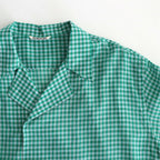 AIRY LIGHT COTTON CHECK P/O SHIRT #GREEN GINGHAM CHECK [A25SS02GC]