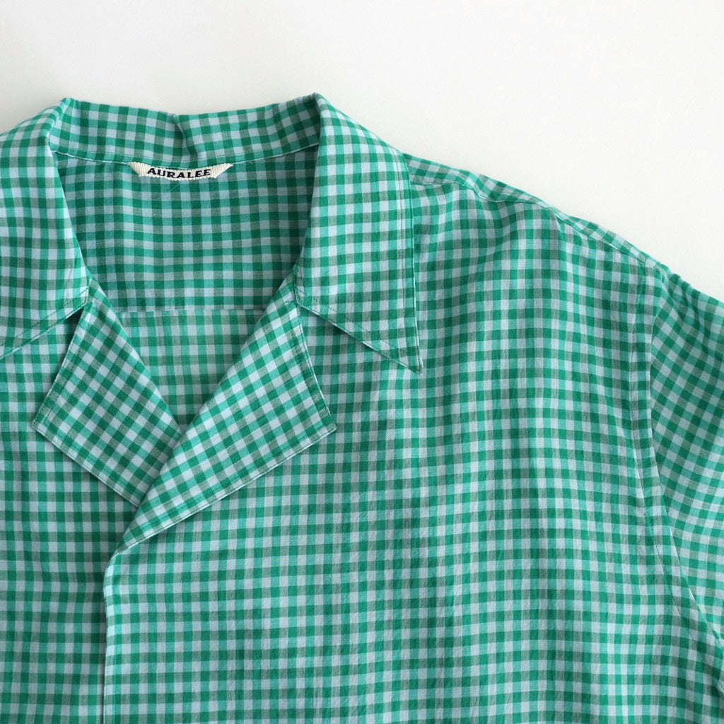 AIRY LIGHT COTTON CHECK P/O SHIRT #GREEN GINGHAM CHECK [A25SS02GC]