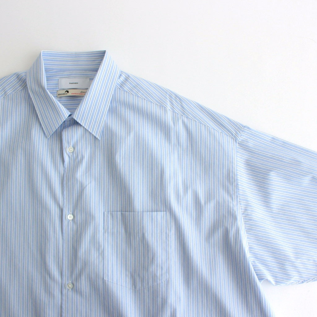 SIDOGRAS S/S Oversized Regular Collar Shirt #SAX STRIPE [GM252-50012]