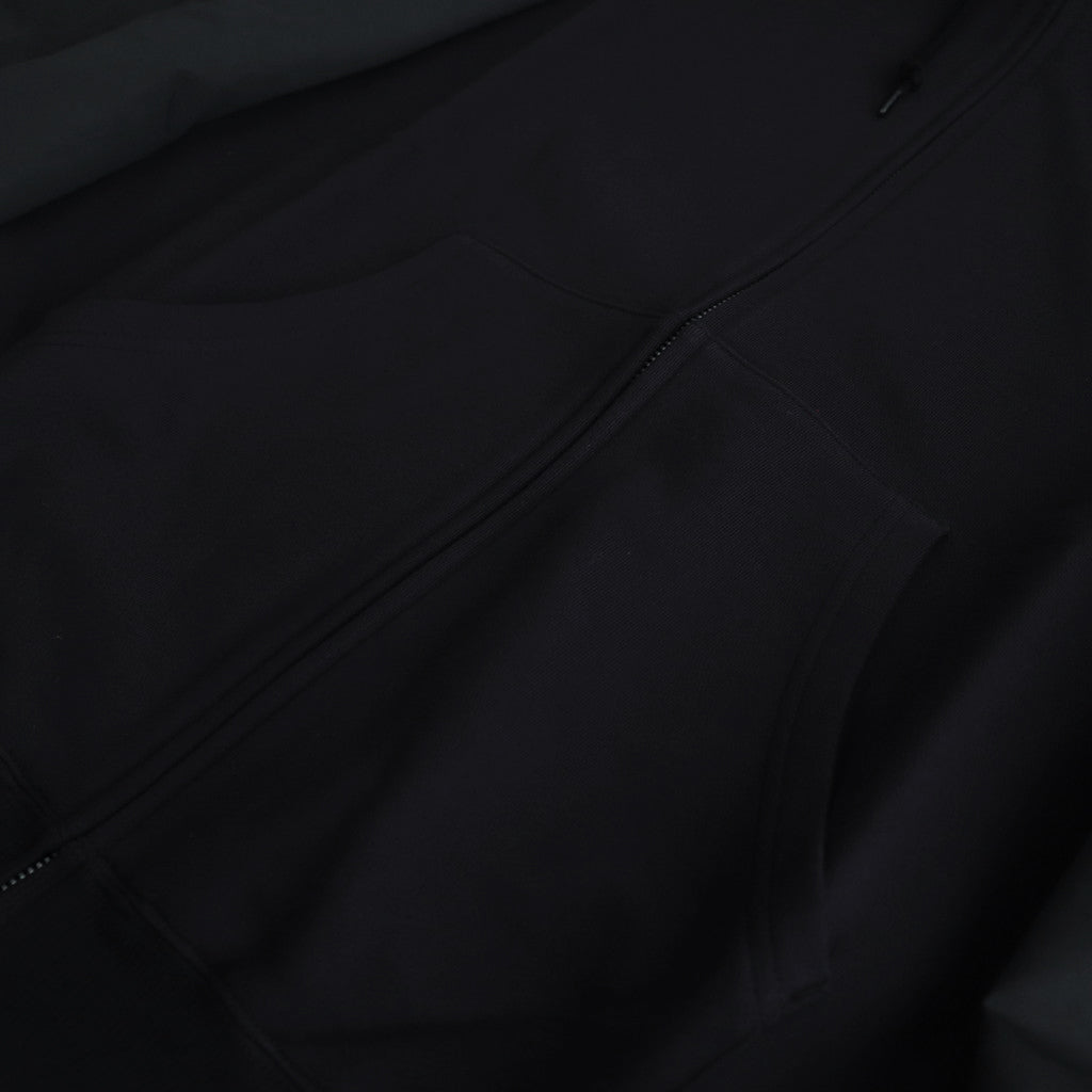 Cotton fleece x polyester cotton taffeta zip hoodie #BLACK [HN-T011-051]