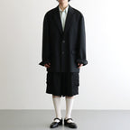 VIS/LI BRIGHT TWILL CARGO SHORT TROUSERS #BLACK [ST.1458]