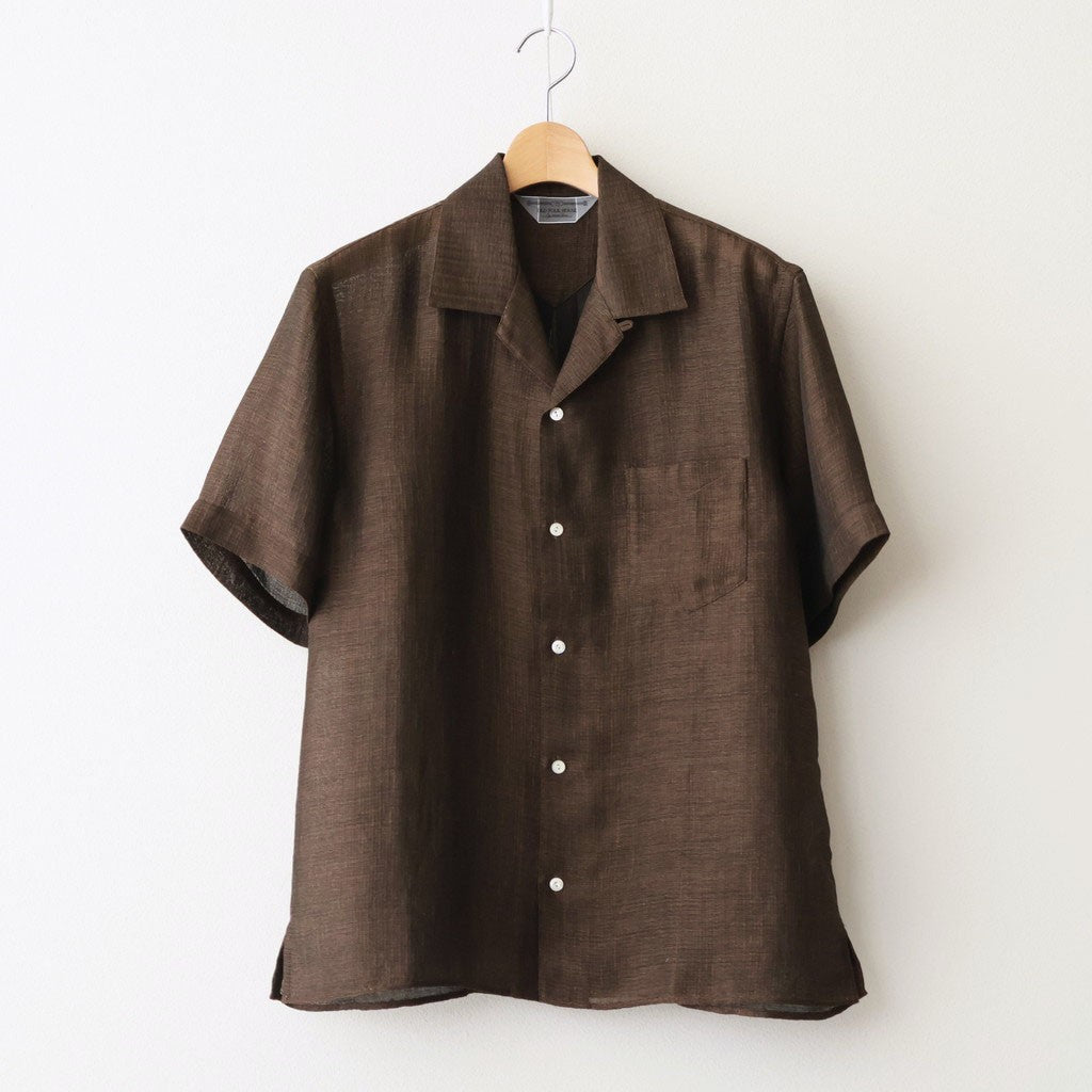 Rayon & Linen Sheer Shirt - Vintage Fabric #Dark Brown [OFH010SH32]