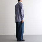 綿ストライプ ギャザーシャツ #NAVY×WHITE [HO-B006-051]