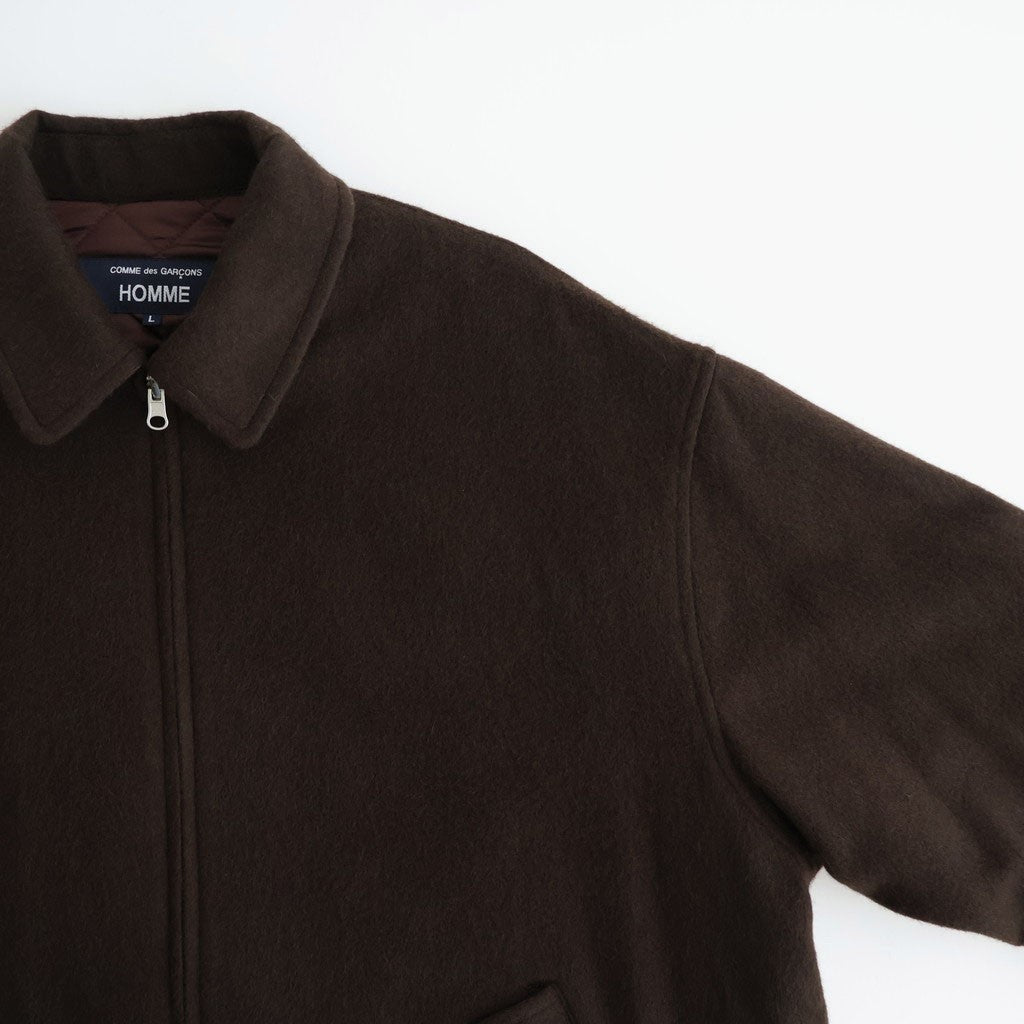 ウールライトシャギー×キュプラツイルキルティング ジップブルゾン #BROWN [HR-J024-051]