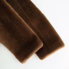 STRAIGHT MERINO MOUTON FUR P-COAT #BROWN [A25AC03MM]