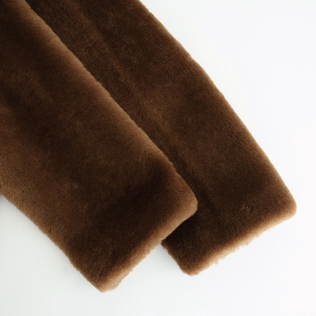 STRAIGHT MERINO MOUTON FUR P-COAT #BROWN [A25AC03MM]
