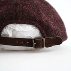 ウールヘリンボーン生地縮絨×レザー キャップ #BURGUNDY [HR-K601-051]
