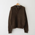 BABY SURI ALPACA SHEER KNIT SKIPPER POLO #DARK BROWN [A25AP02AK]