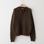 BABY SURI ALPACA SHEER KNIT SKIPPER POLO #DARK BROWN [A25AP02AK]