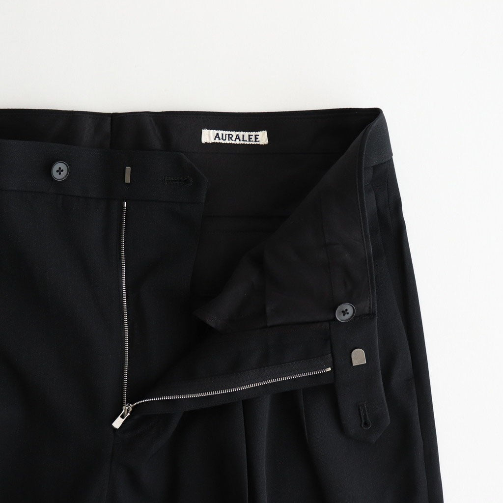 LIGHT WOOL MAX GABARDINE TWO-TUCK SLACKS #TOP BLACK [A25AP03MG]