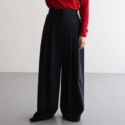 WOOL TROPICAL WIDE EASY PANTS #BLACK [PRAGCW0110]