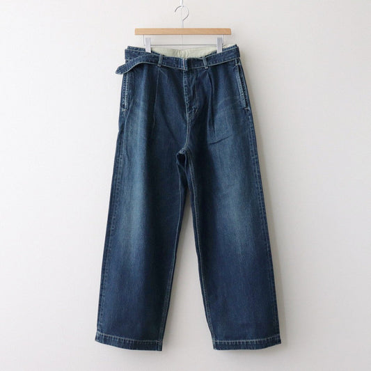 Selvage Denim Belted Pants #INDIGO DARK FADE [GU251-40192DB]