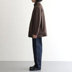 REVERSIBLE WOOL TWISTED TWILL / SHEEP LEATHER HALF COAT #BROWN CHAMBRAY × BLACK [A26AC01AN]