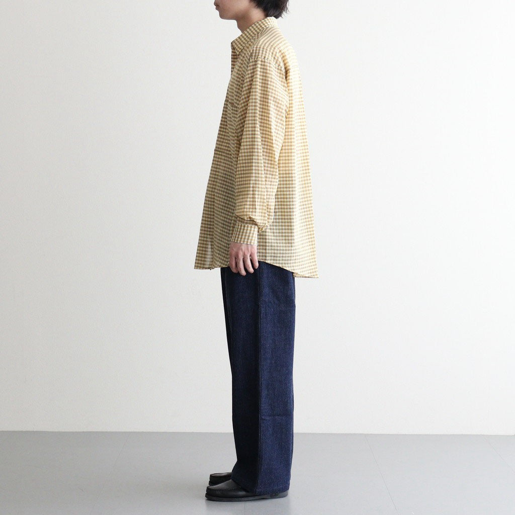 AIRY LIGHT COTTON CHECK BIG SHIRT #MUSTARD GINGHAM CHECK [A26SS01GC]