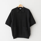 Rib Pattern Half Zip Polo #Black [2501-012]