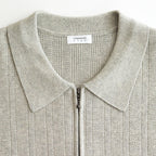 Rib Pattern Half Zip Polo #L.Gray [2501-012]