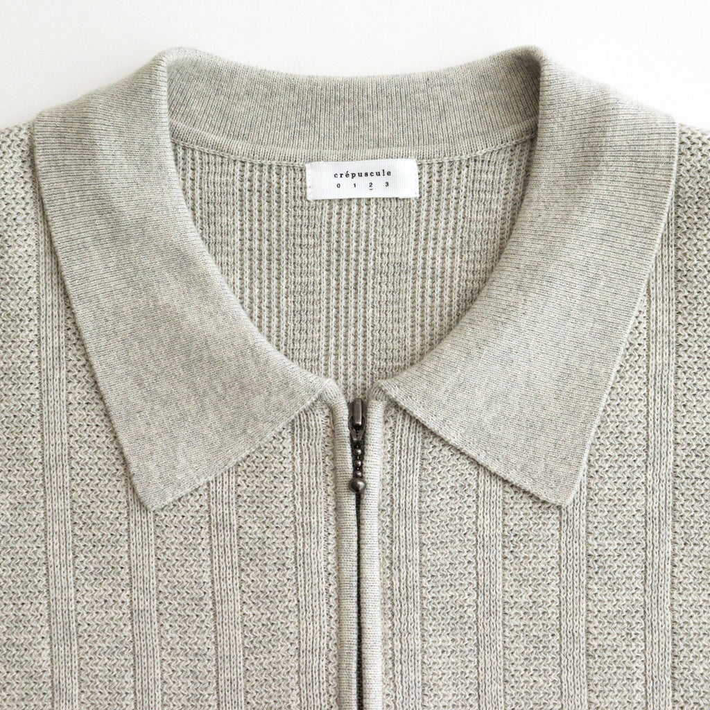 Rib Pattern Half Zip Polo #L.Gray [2501-012]