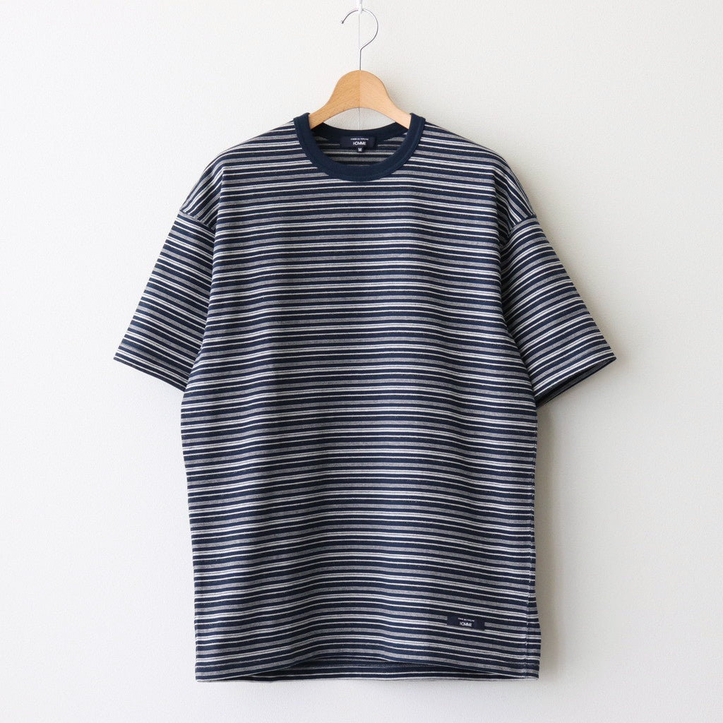 綿天竺ランダムボーダー S/S Tシャツ #NAVY [HO-T014-051]