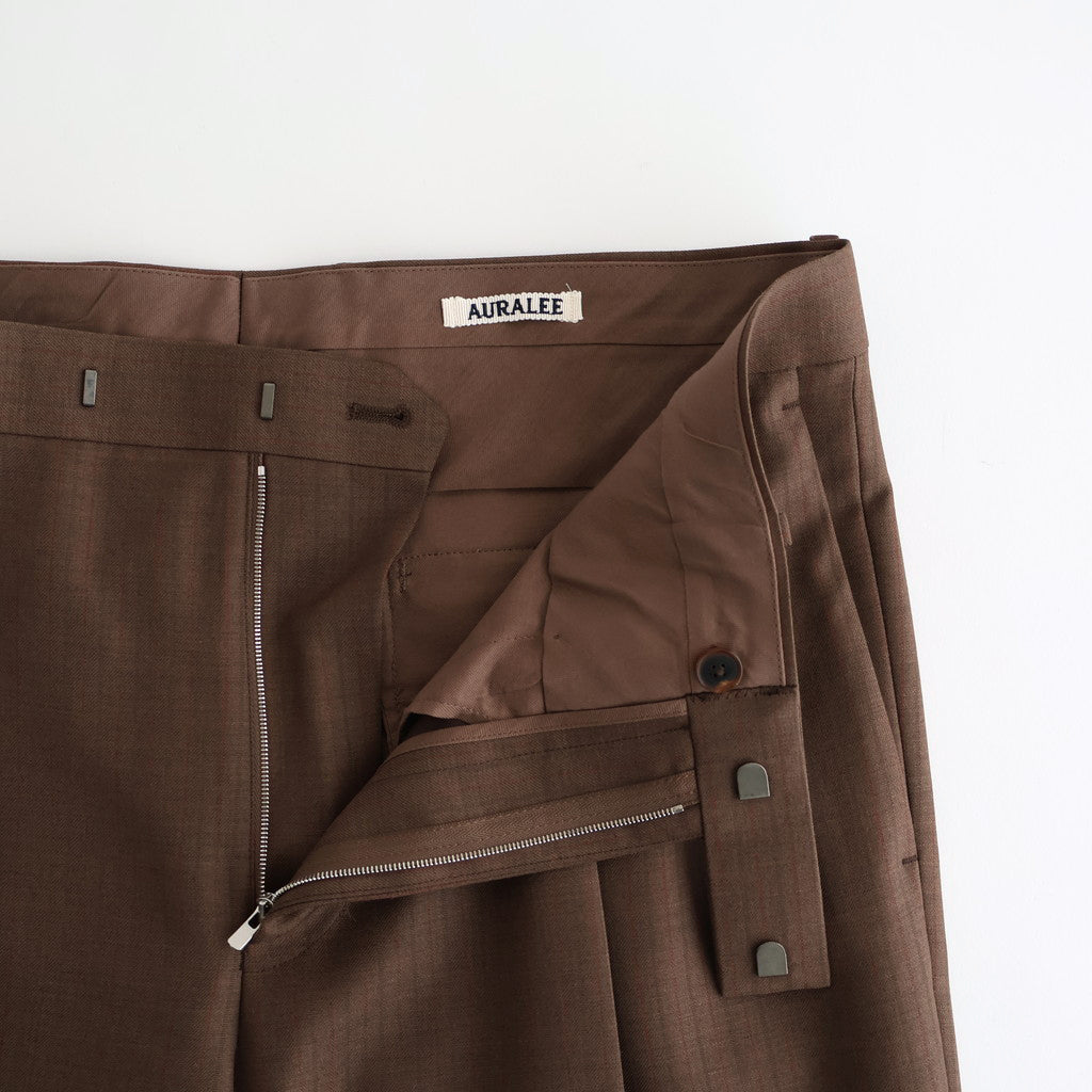 BLUEFACED WOOL TWO-TUCK SLACKS #BROWN RED STRIPE [A25AP02BS]