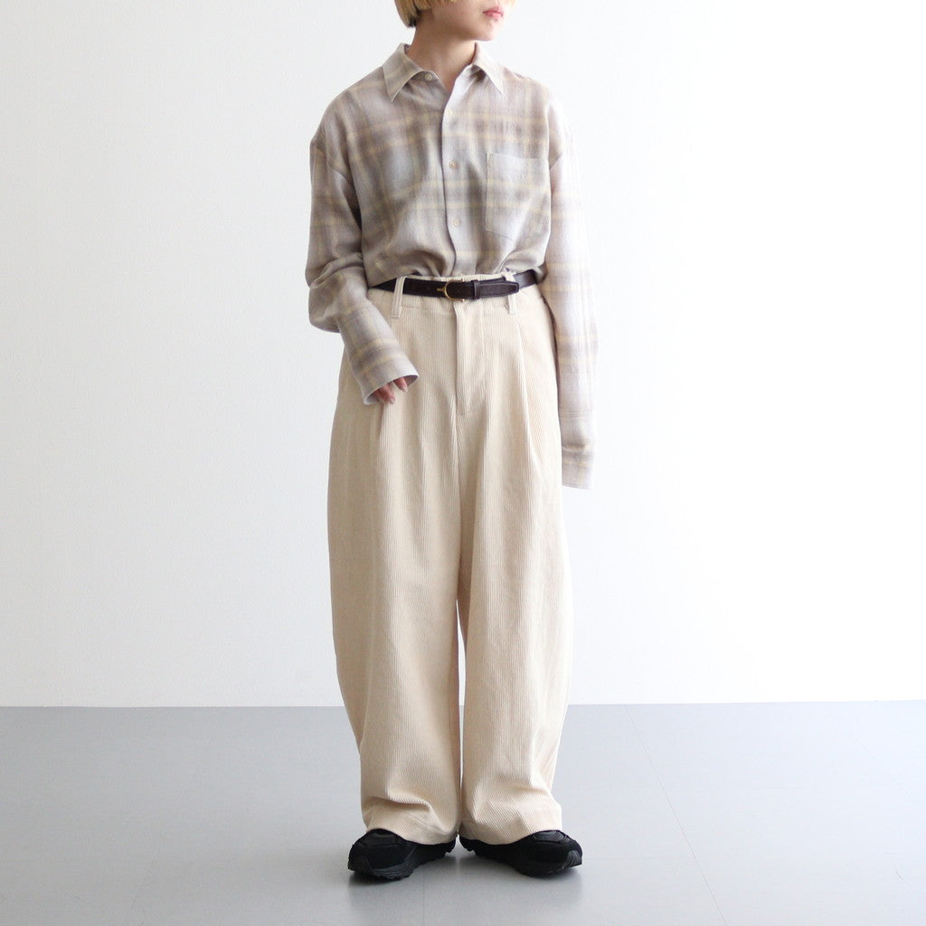 AIRY WOOL CHECK SHIRT #YELLOW GRAY CHECK [A24AS02WN]