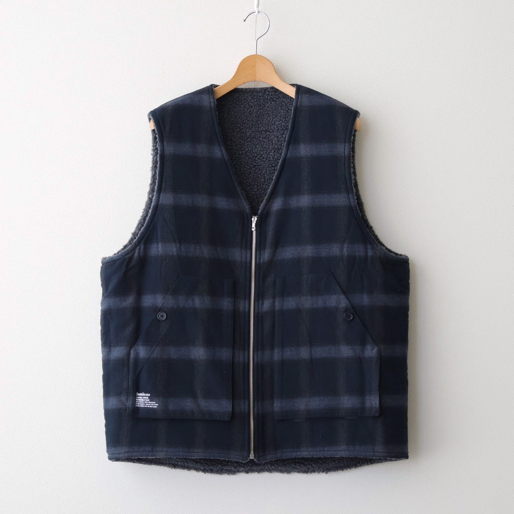 FLANNEL CHECK REVERSIBLE VEST #DARK NAVY [FSC253-30128]