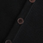 COTTON HIGH GAUGE RIB KNIT CROPPED CREW NECK CARDIGAN #BLACK [A00C04HR]