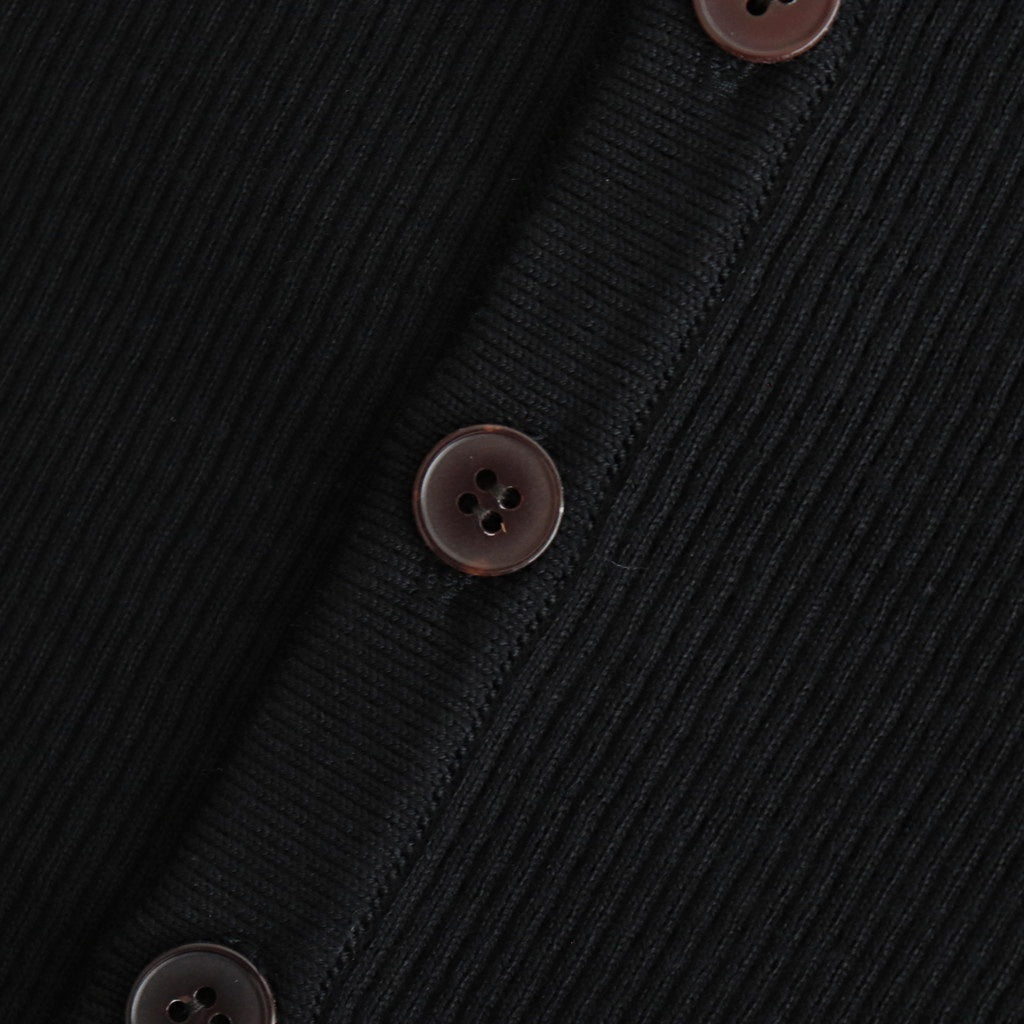 COTTON HIGH GAUGE RIB KNIT CROPPED CREW NECK CARDIGAN #BLACK [A00C04HR]