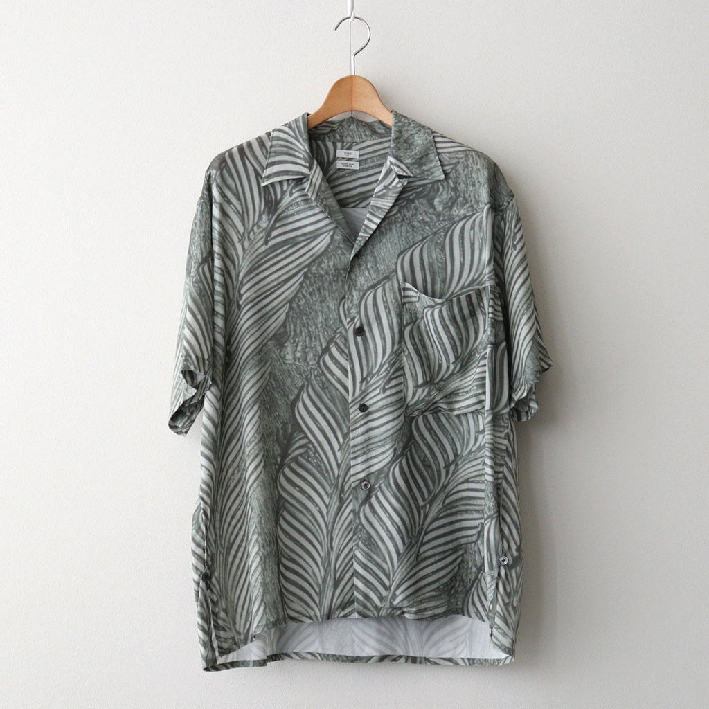 Leaf Pattern Printed Open Collar Shirt #IVORY [YK26SS01202SH]