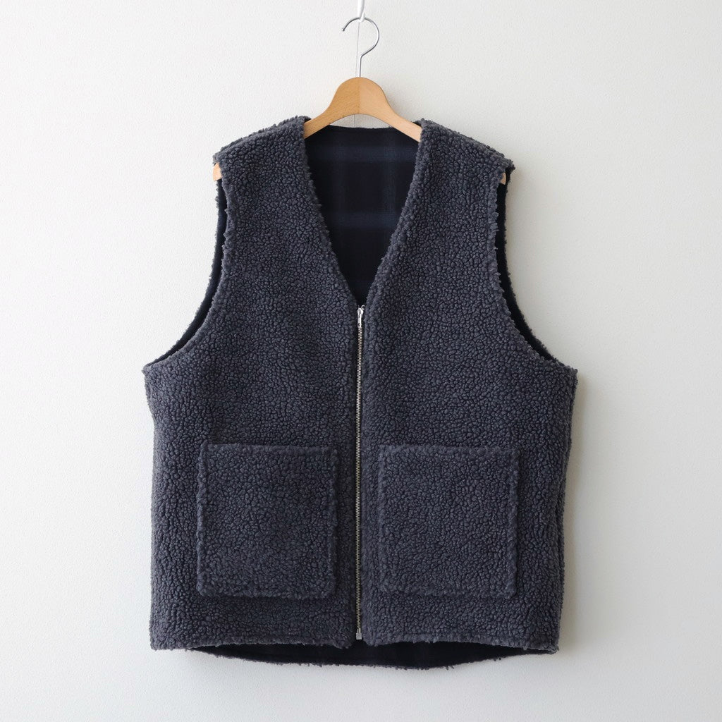 FLANNEL CHECK REVERSIBLE VEST #BLACK [FSC253-30128]