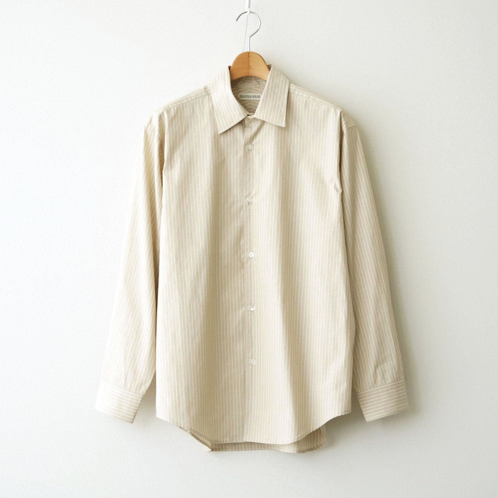 Cotton Poplin Striped Classic Shirt #Beige [OFH011SH12]