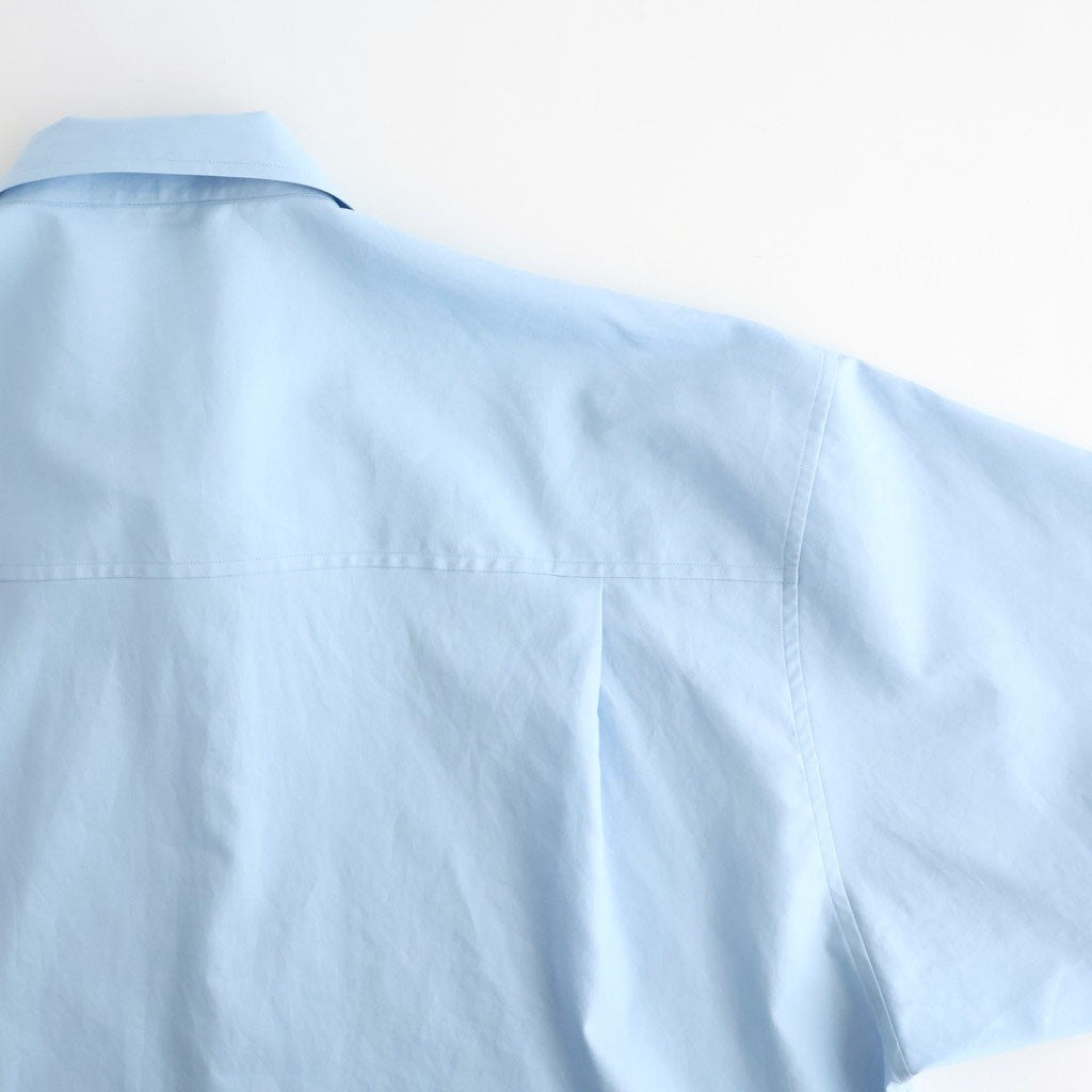 WASHED FINX TWILL BIG HALF SLEEVED SHIRT #LIGHT BLUE [A26SS03TN]
