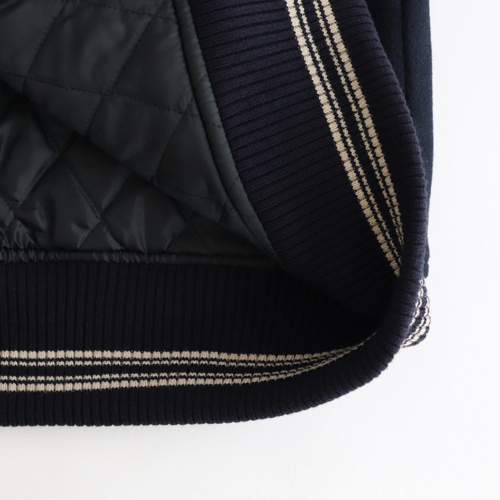 LEATHER STUDIUM JACKET #NAVY [25330210]