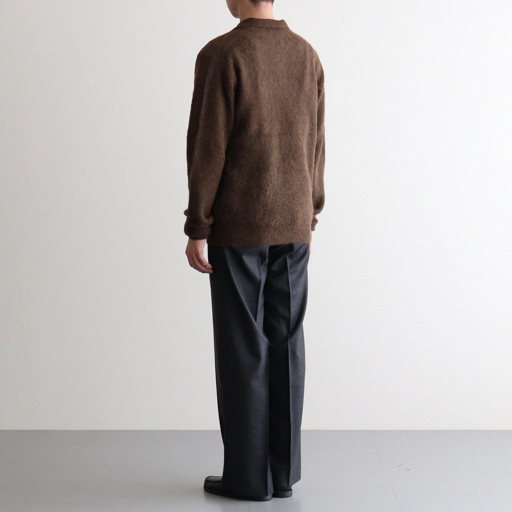 BABY SURI ALPACA SHEER KNIT SKIPPER POLO #DARK BROWN [A25AP02AK]