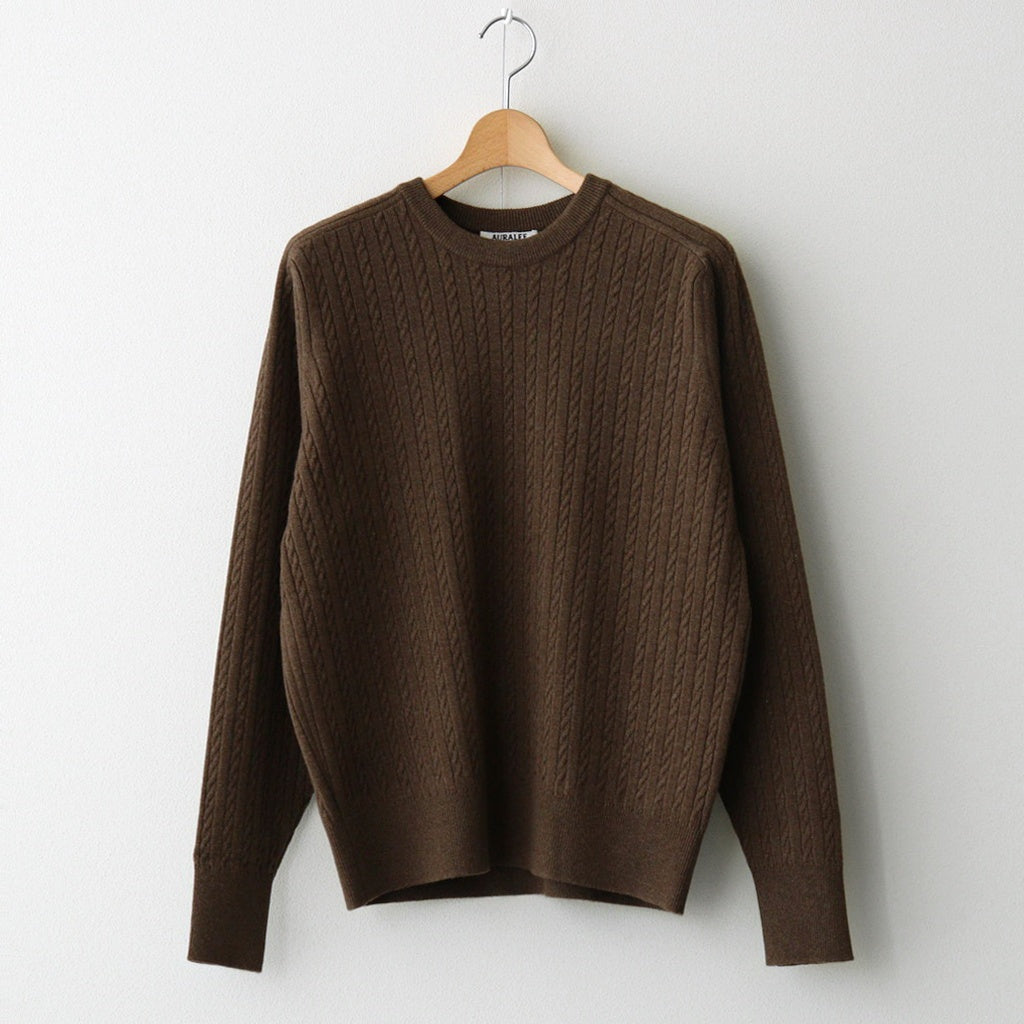 SUPER FINE WOOL ARAN KNIT P/O #BROWN [A25AP02WA]