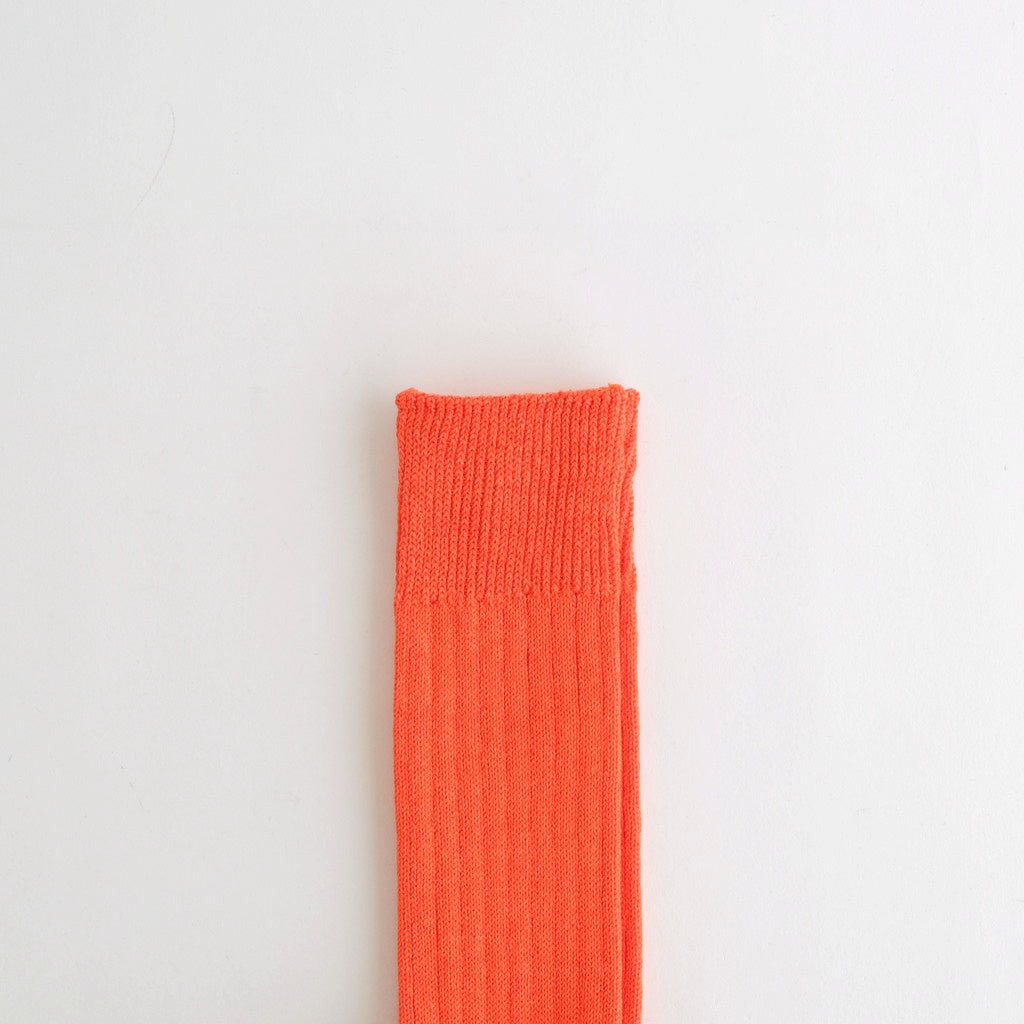 LINEN COTTON RIBBED CREW SOCKS #ORANGE RED [R1461-SS26]