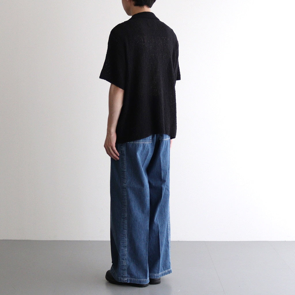 COTTON SHEER KNIT OPEN COLLAR SHIRT #BLACK [YK25SS0964S]