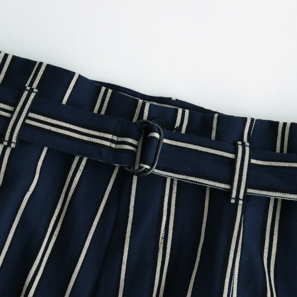 STRIPE BELTED WIDE LEG TROUSERS #NAVY [YK24SS0641P]