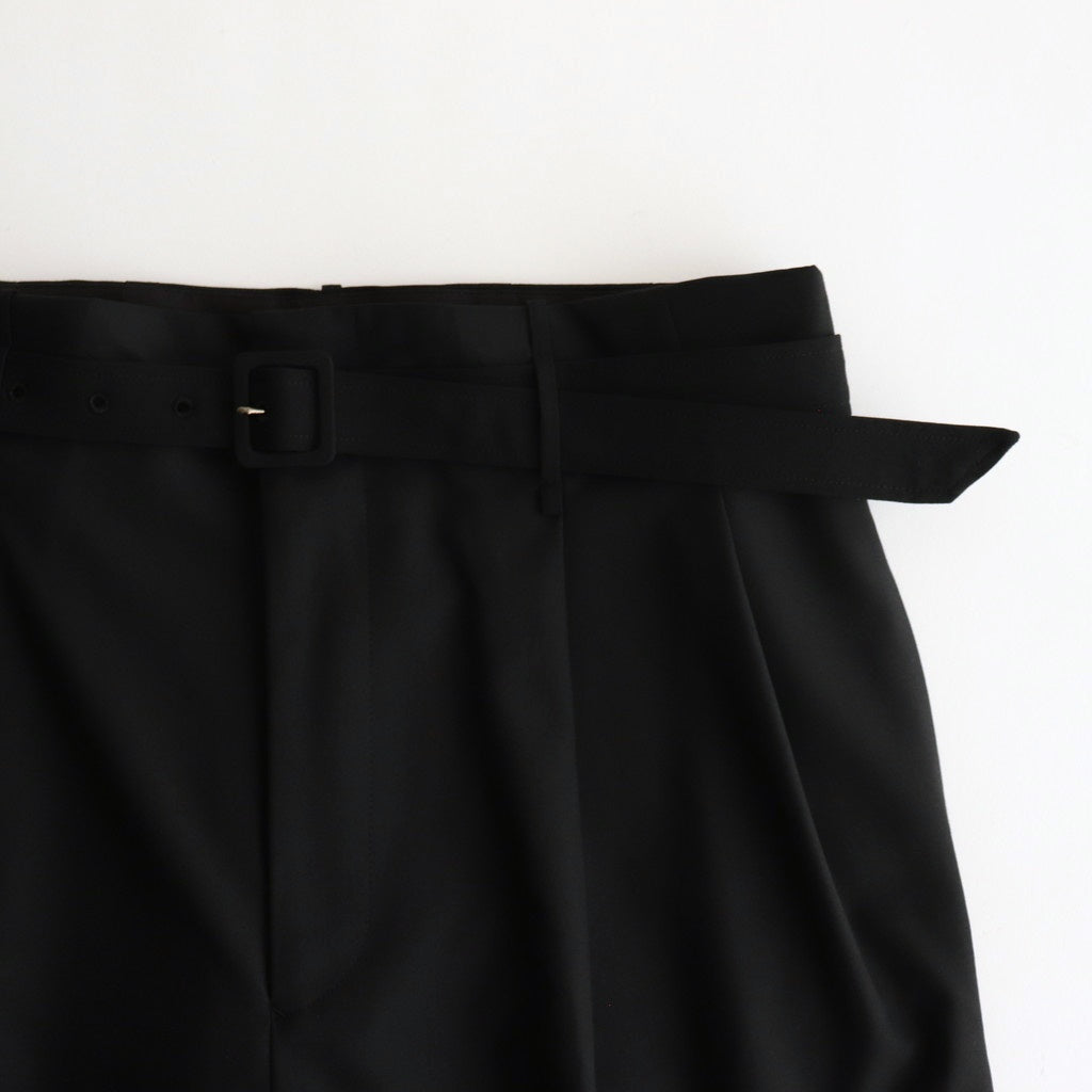 SUPER FINE TROPICAL WOOL TWO-TUCK SLACKS #BLACK [A25SP04MT]