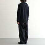 BATONER ウール梳毛片畔 ブリーチ加工 セーター #NAVY [HR-N001-051]