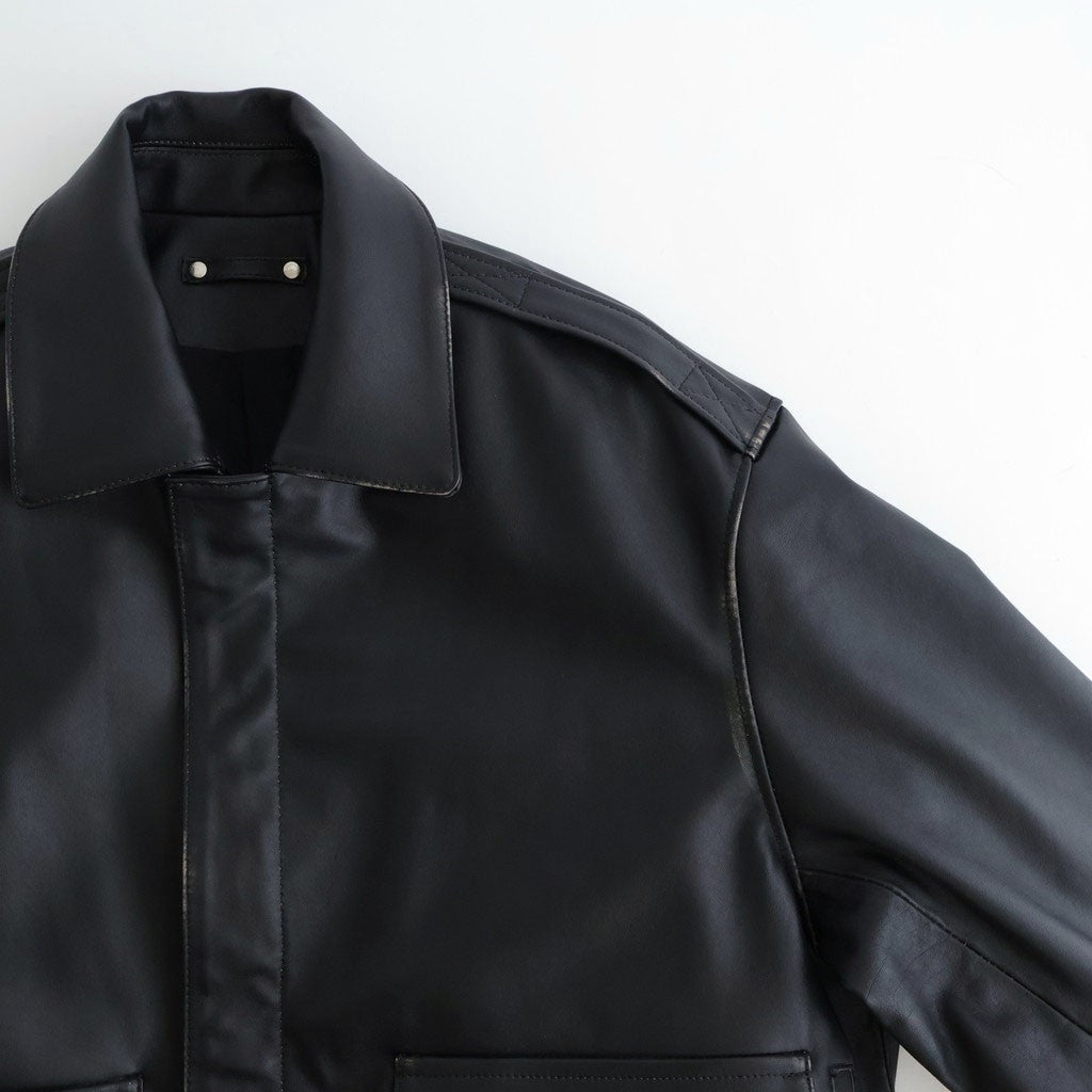 COW LEATHER VINTAGE FLIGHT JACKET #BLACK [ST.1381]