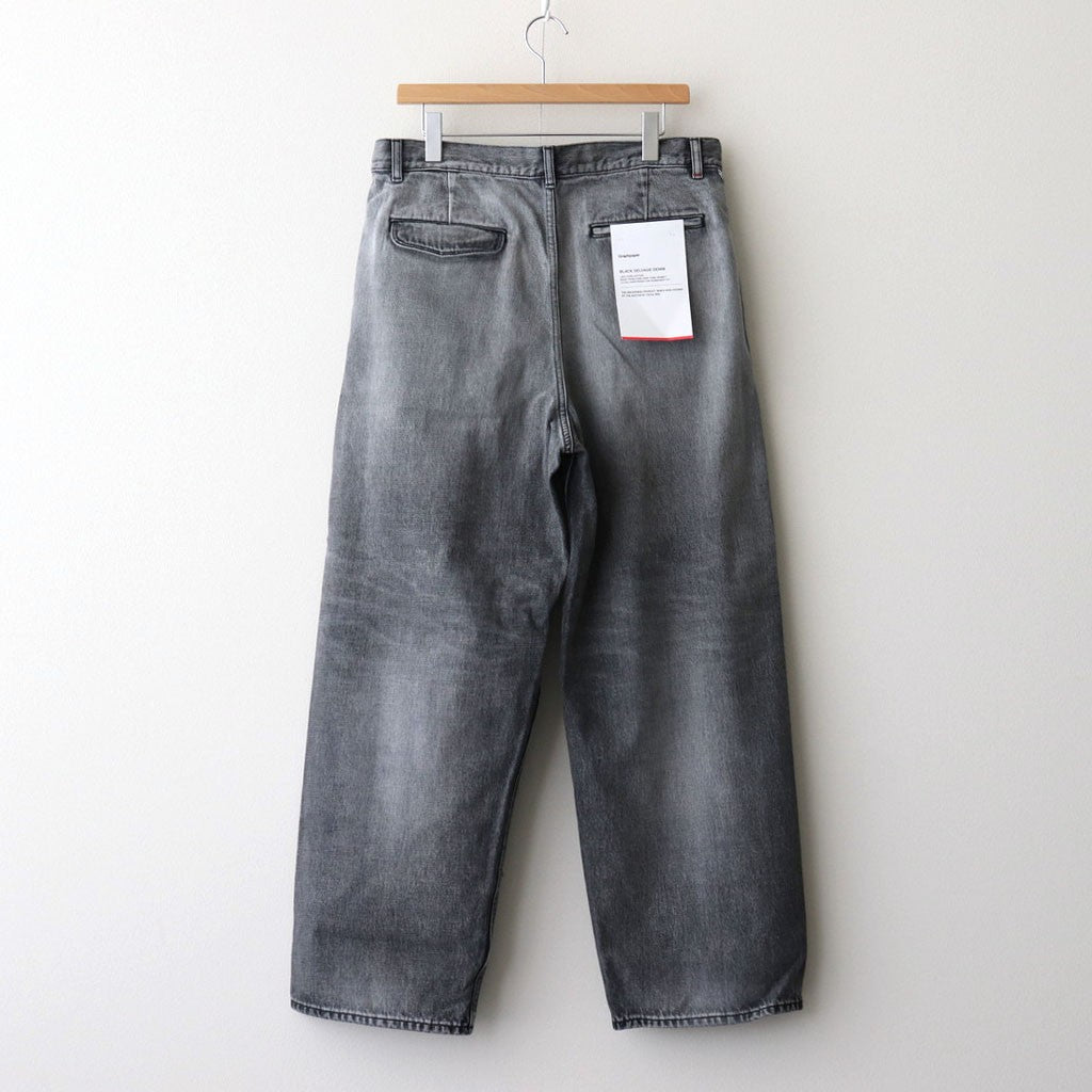 Selvage Denim Two Tuck Pants #BLACK_LIGHT FADE [GU253-40061LB]