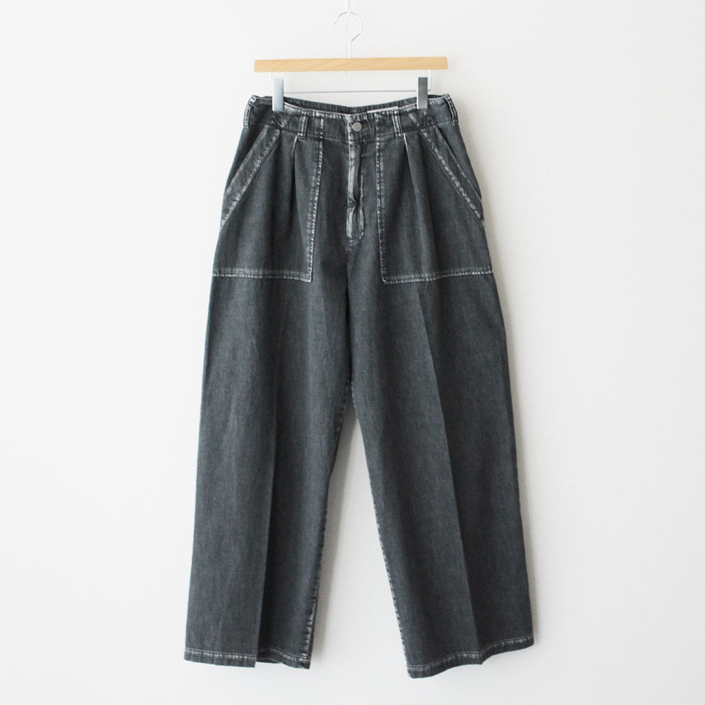 LIGHT-WEIGHT DENIM 1TUCK WIDE BAKER PANTS #BLACK [YK25SS0931P]