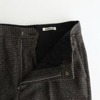 ALPACA WOOL SILK TWEED SLACKS #GRAY BROWN HAIRLINE [A25AP04LS]