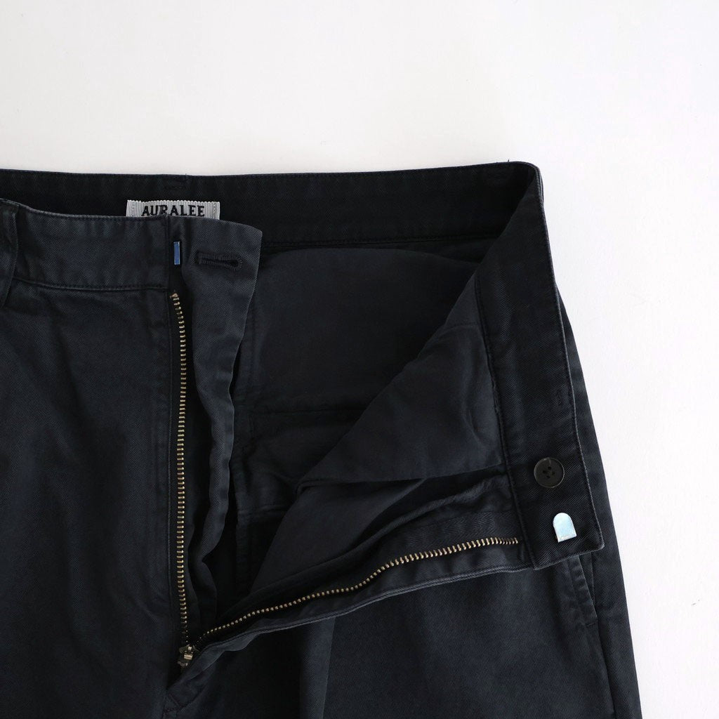 GARMENT-DYED FINX LIGHT CHINO ONE-TUCK WIDE PANTS #BLACK