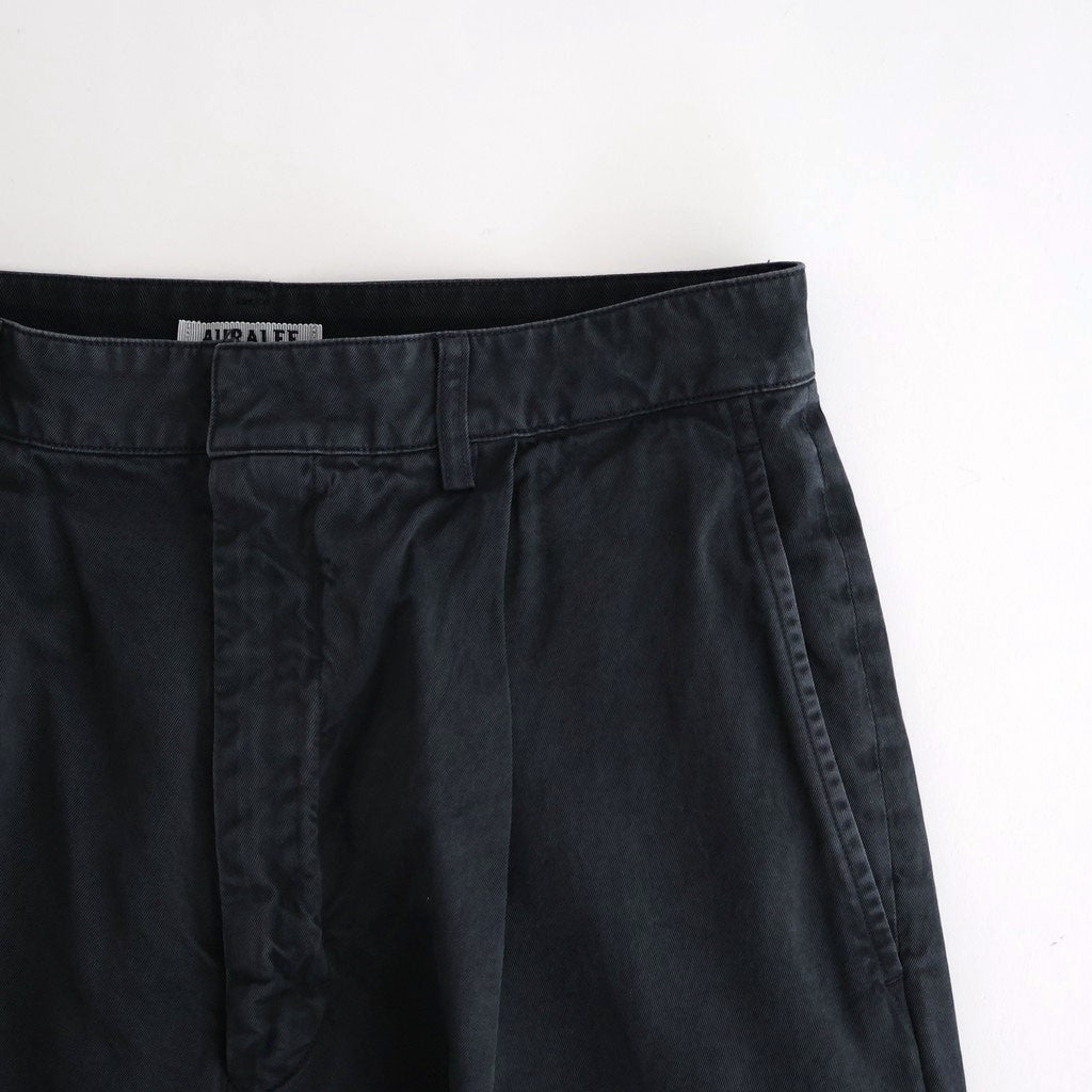 GARMENT-DYED FINX LIGHT CHINO ONE-TUCK WIDE PANTS #BLACK [A26SP05LF]