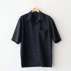 SUPER FINE TROPICAL WOOL OPEN COLLAR HALF SLEEVED SHIRT #TOP DARK NAVY [A25SS02WT]
