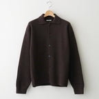 SUPER FINE WOOL RIB KNIT SHIRT CARDIGAN #TOP BROWN [A25AC01RK]