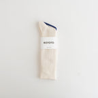 LINEN COTTON RIBBED CREW SOCKS #ECRU [R1461-SS26]