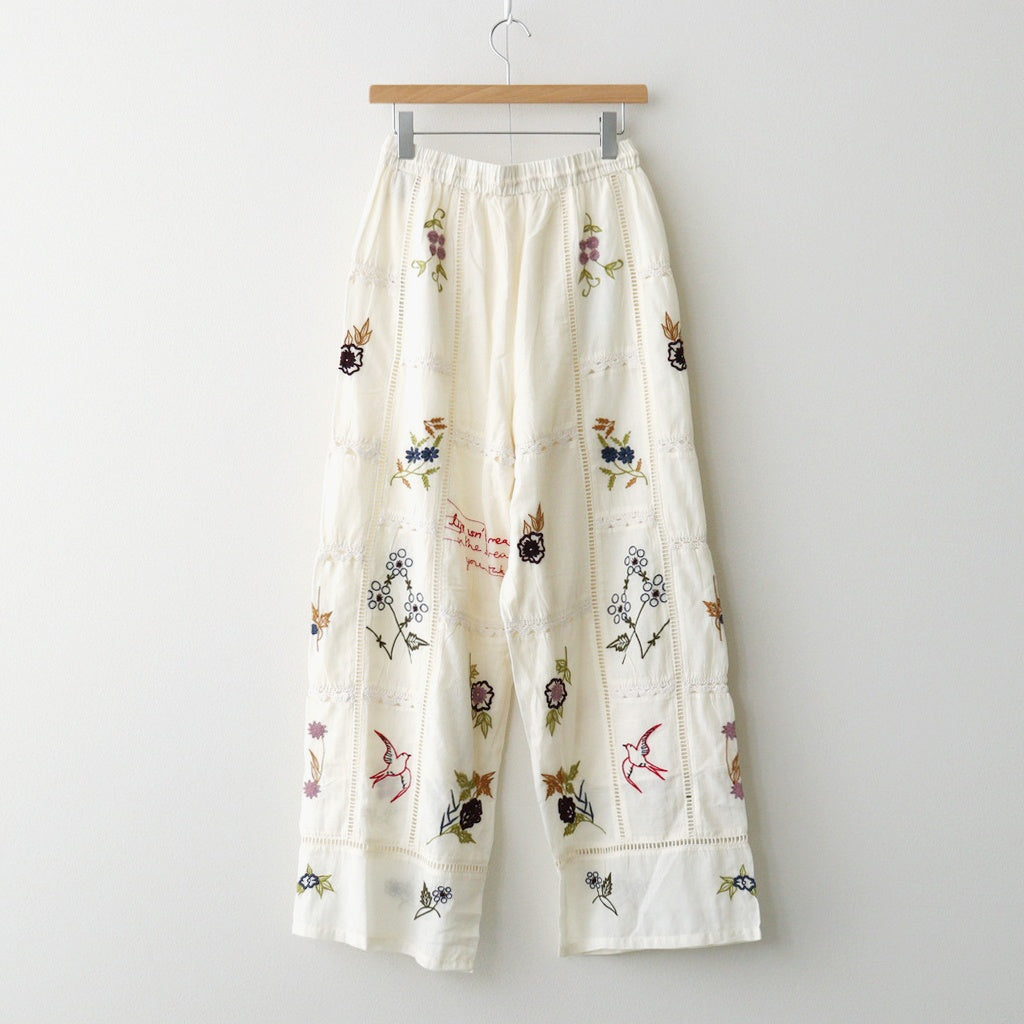 Embroidery Patchwork Trousers #ECRU [12610719]