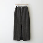ALPACA WOOL SILK TWEED PENCIL SKIRT #GRAY BROWN HAIRLINE [A25AS06LS]